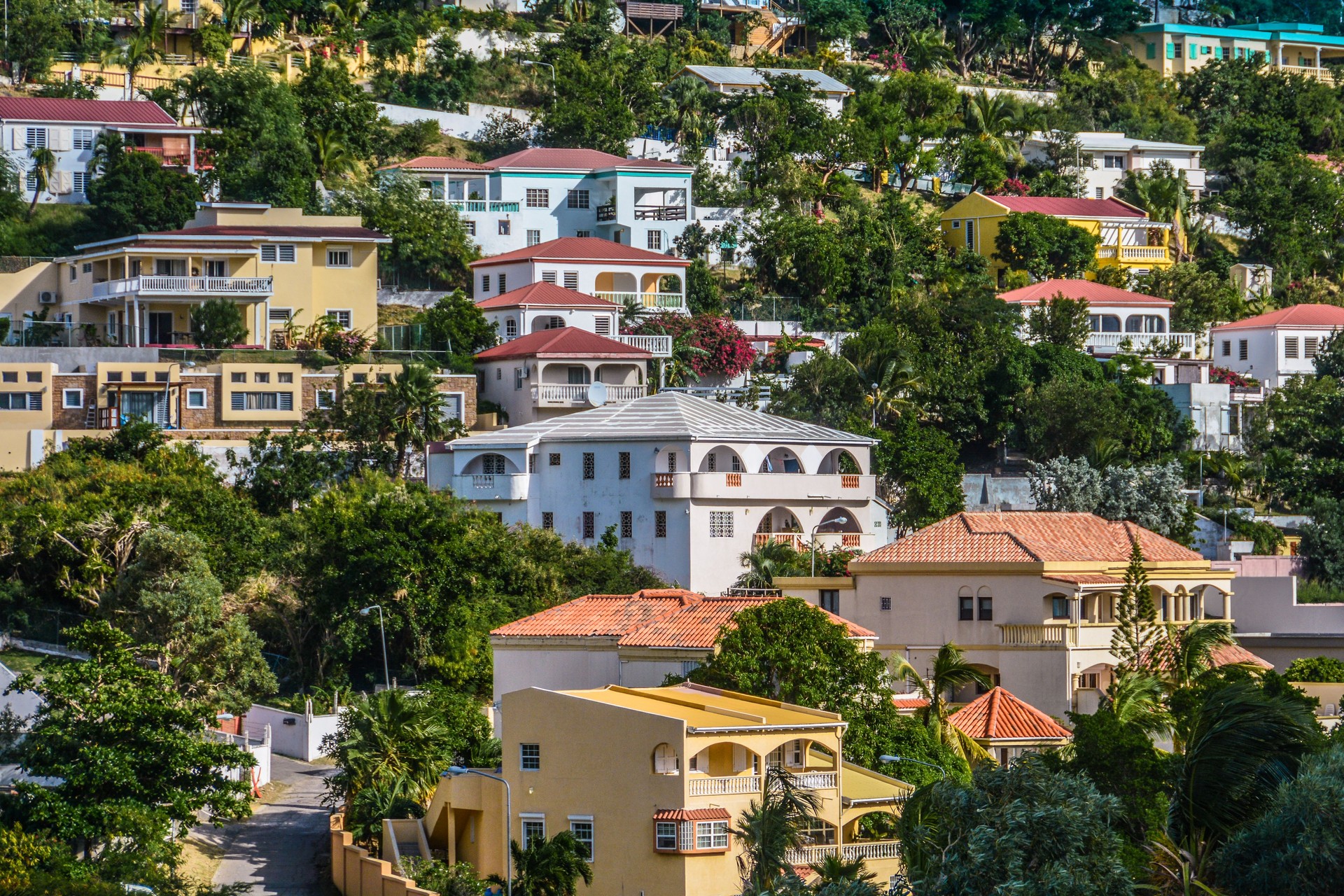 Colorful Hillside In St Johns estate, St Martin